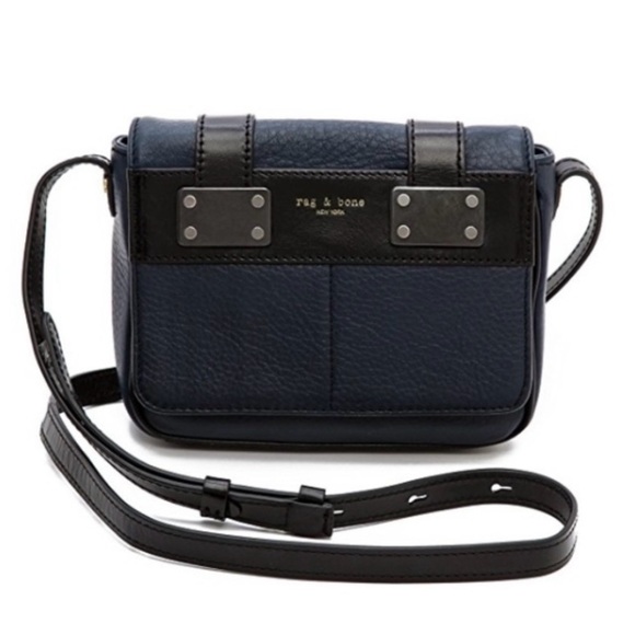 Rag & Bone Navy Blue Leather Mini Pilot Bag - Picture 1 of 15